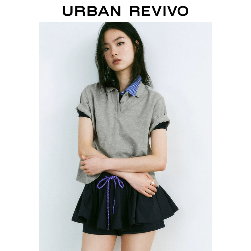 URBAN REVIVO Nautical Casual Simple Versatile Polo Shirt