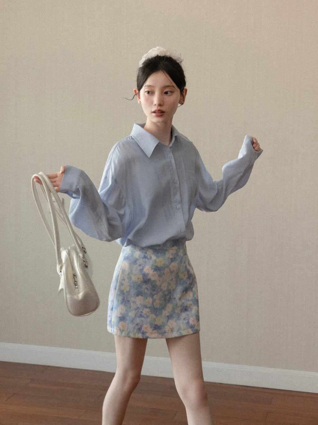 Cantonstory High Waist Floral Skirt