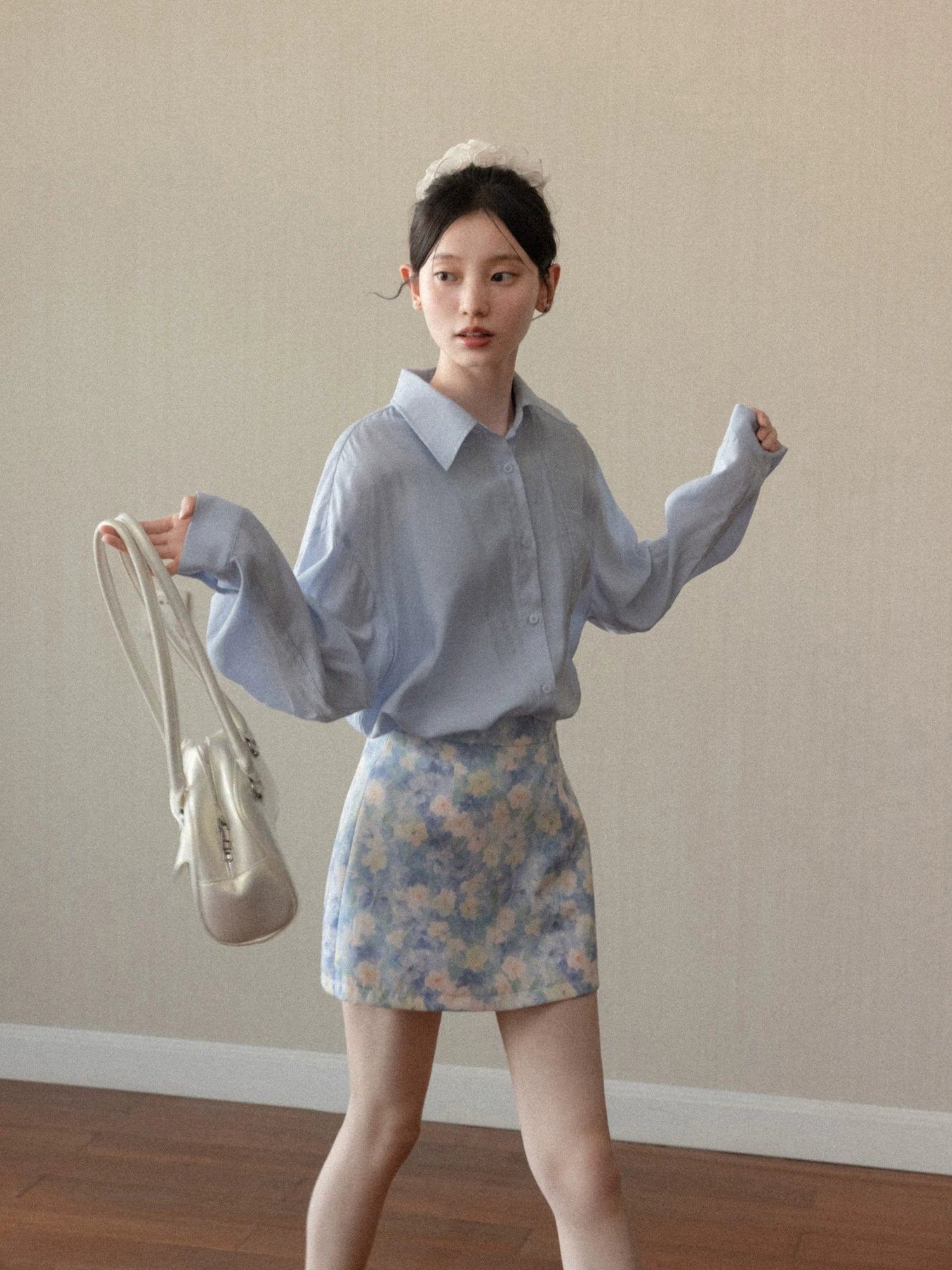 Cantonstory High Waist Floral Skirt