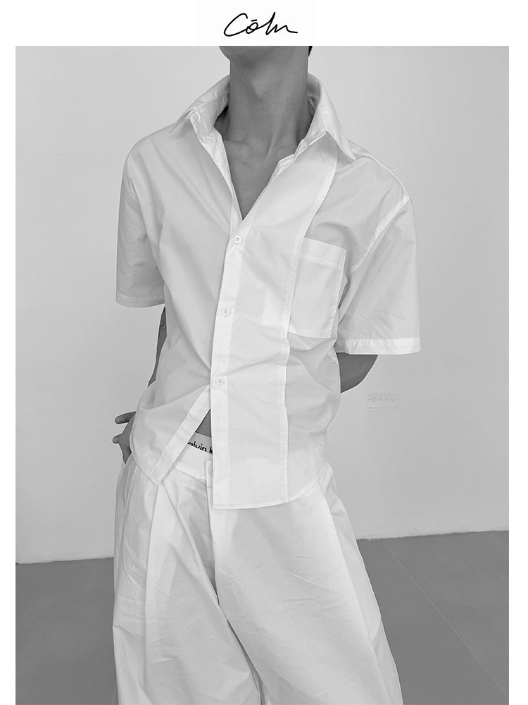 COLN Fashion Versatile Placket Short-sleeved Shirt