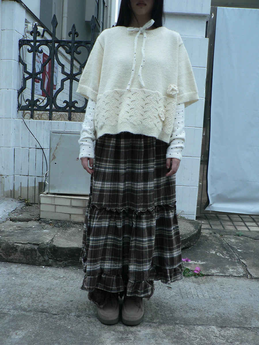Ang: Project Vintage Stitched Lace Checked Skirt
