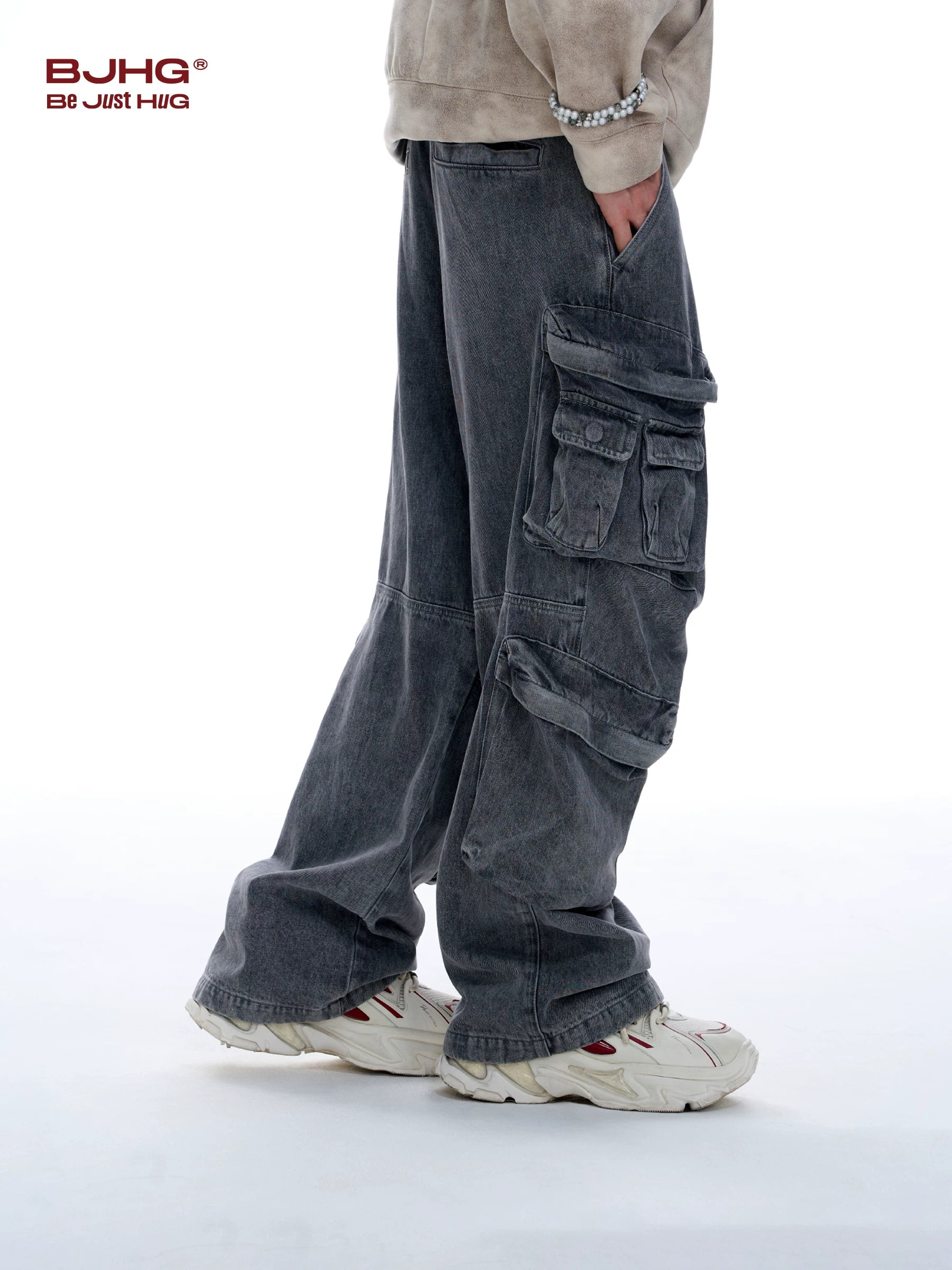 BJHG Retro Cow Loose Denim Overalls