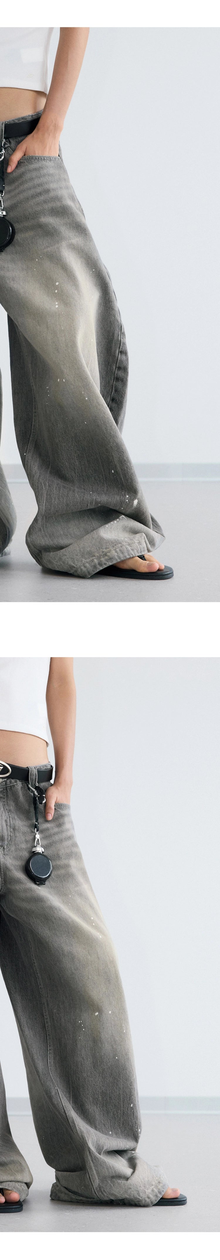 PEOPLESTYLE Vintage Ink-splashed Wide Leg Jeans