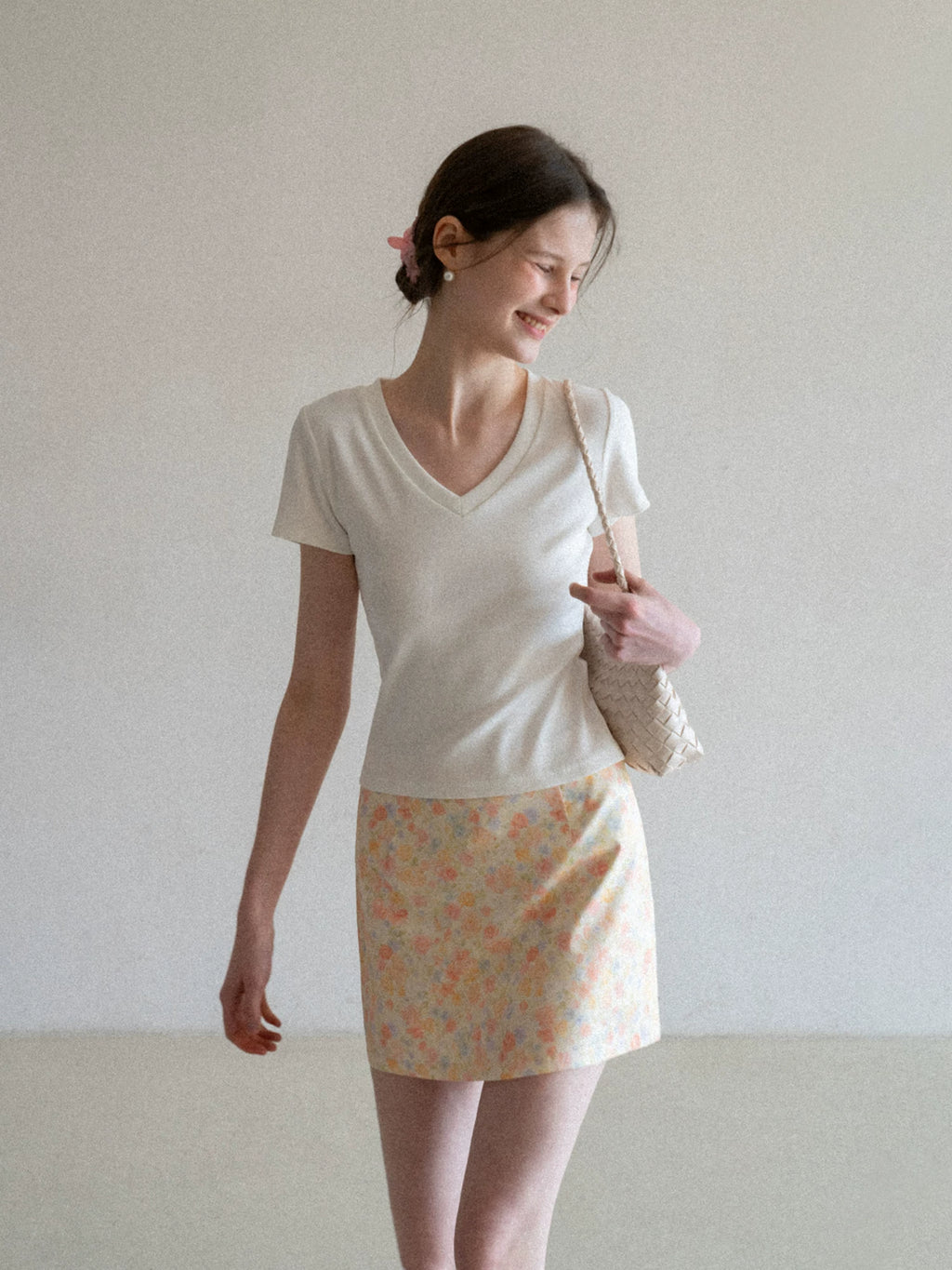 EGGKA Temperament High Waist A Word Floral Skirt