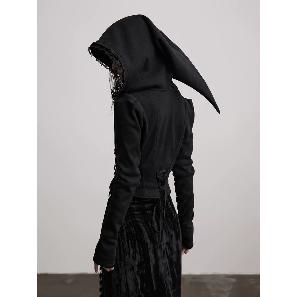 INDULGE Streamer Zipper Fleece Hooded Slim Jacket