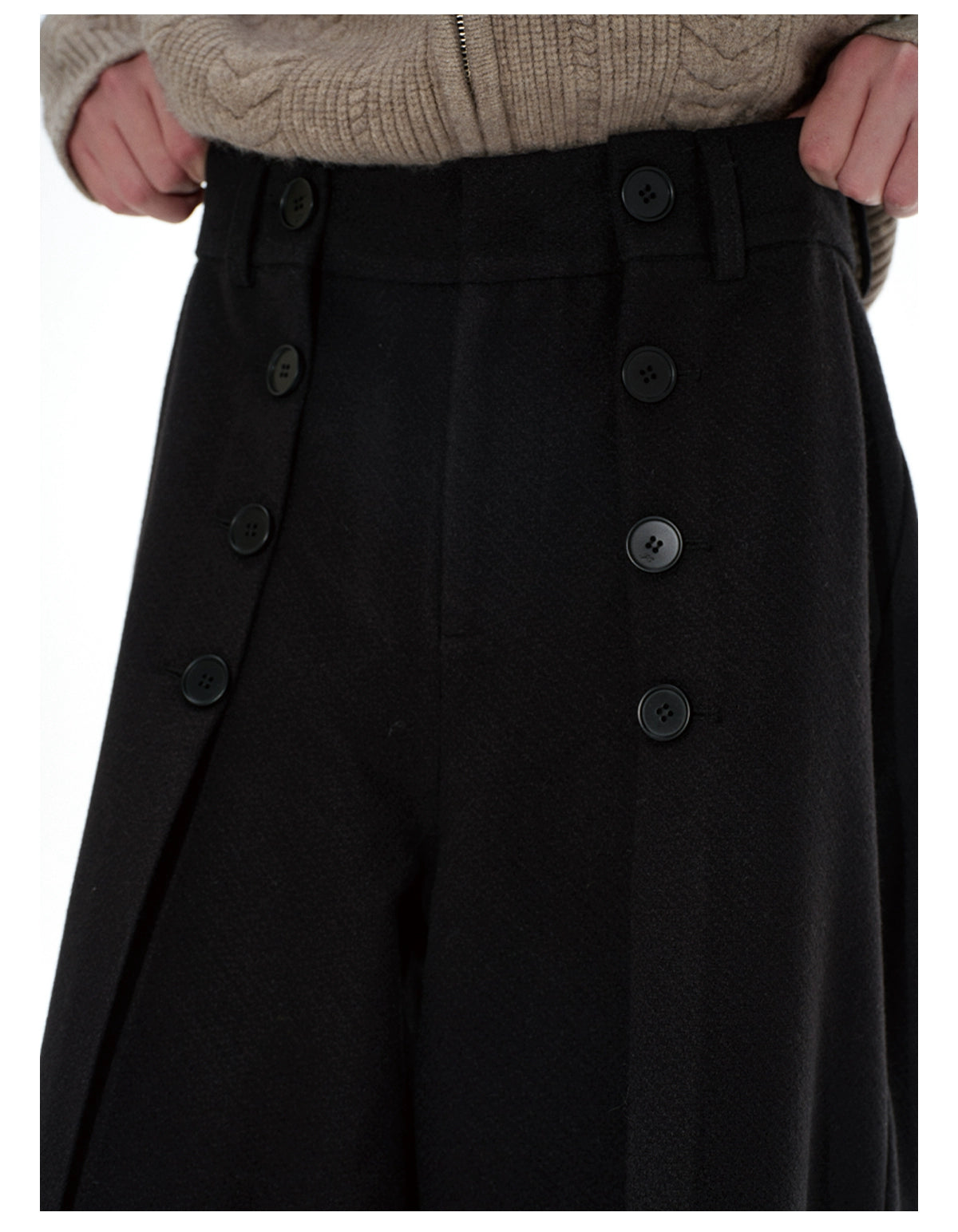 JCAESAR BUTTON Wool PANTS