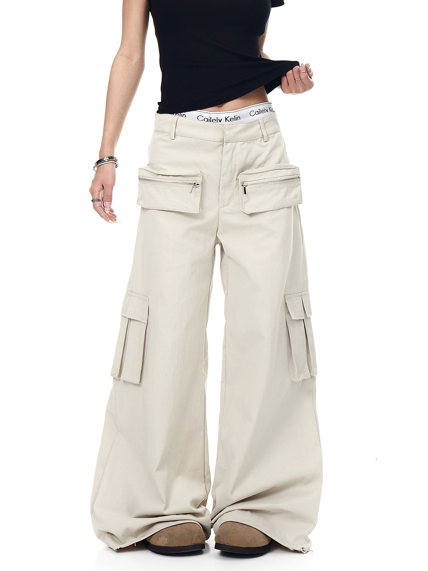 BLACKLISTS Multi-pocket Tooling Loose Wide Leg Floor Mopping Pants