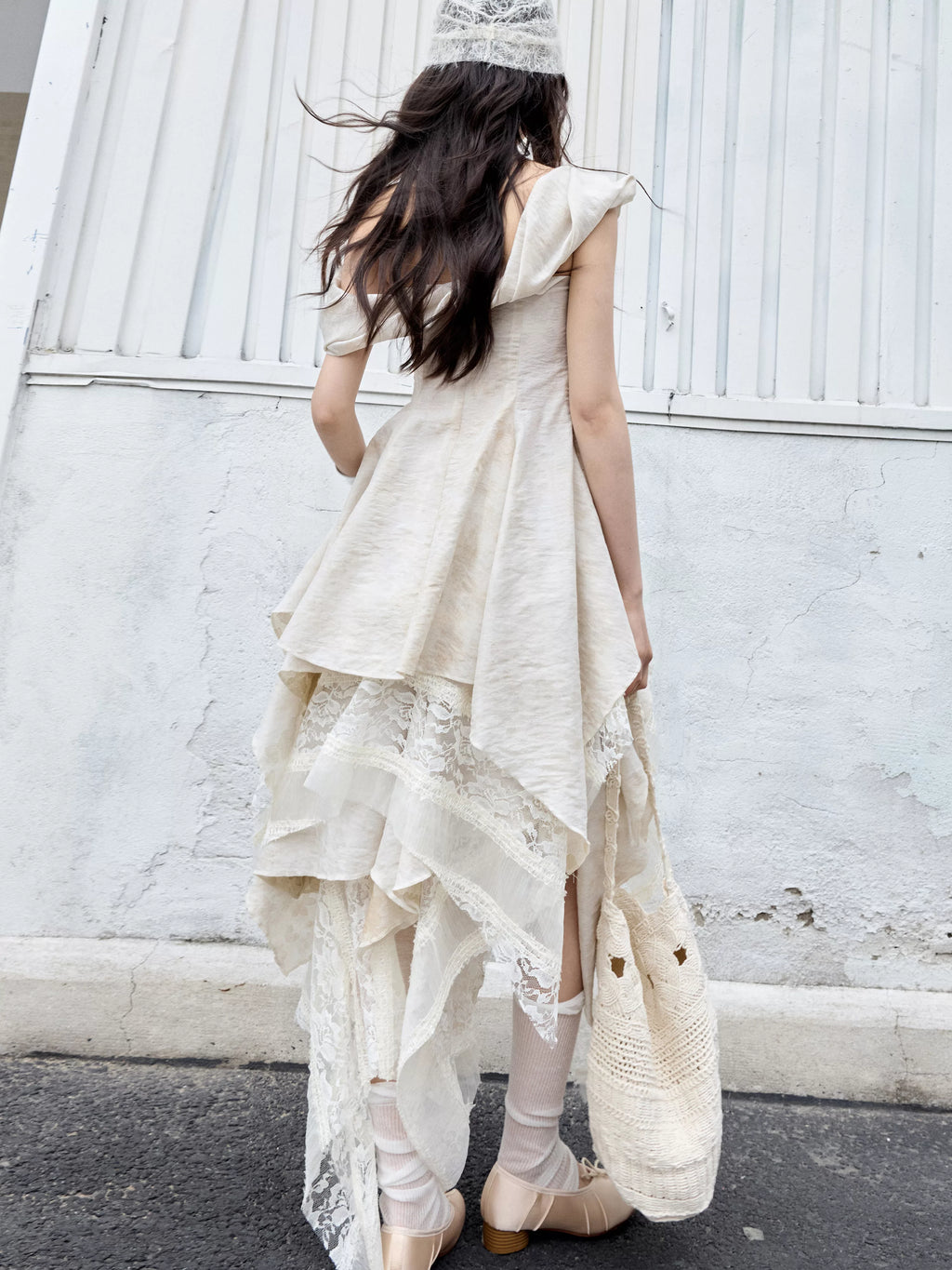 JNYLON Retro Twist-neck Two-piece Dress