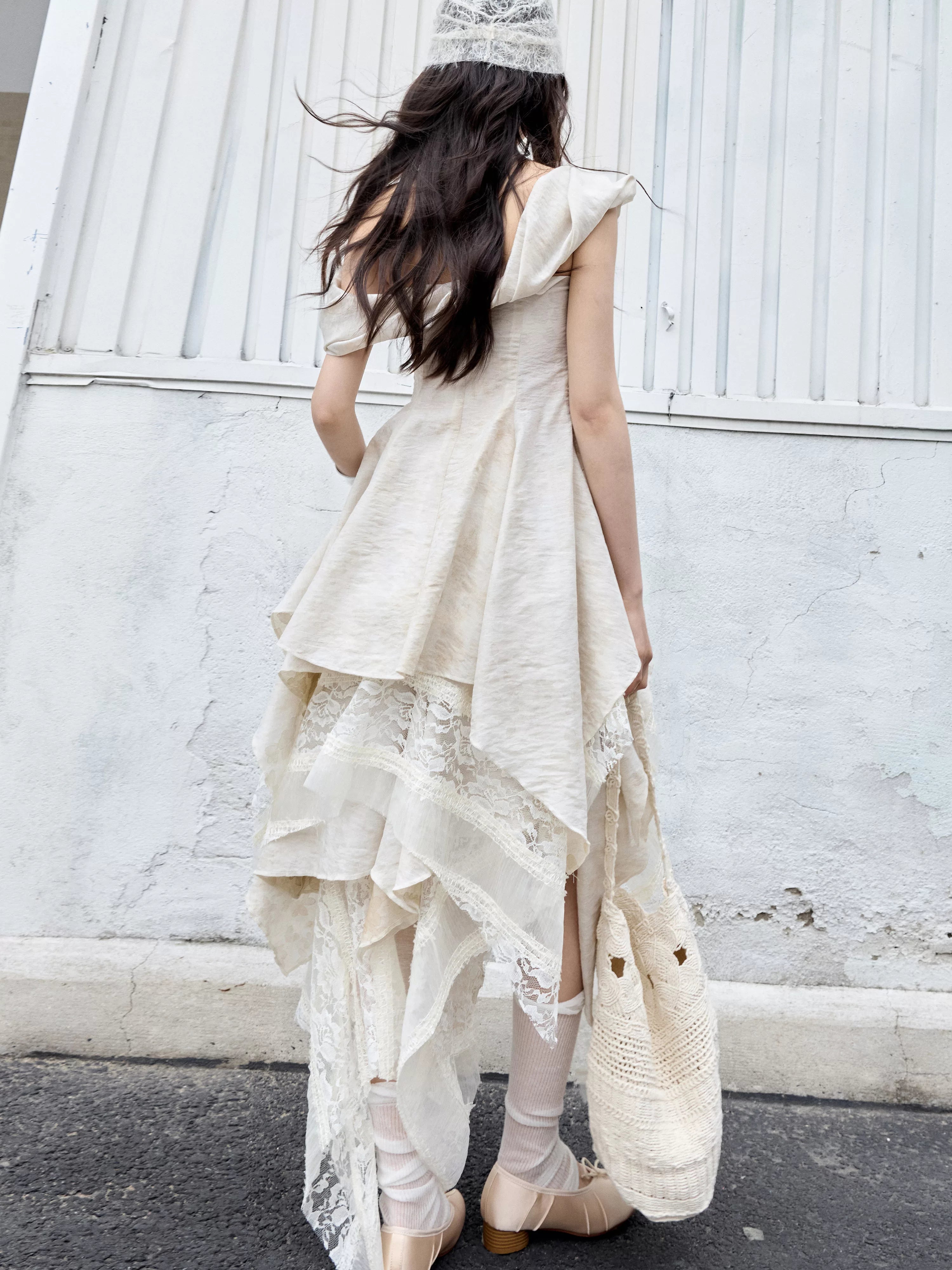 JNYLON Retro Twist-neck Two-piece Dress