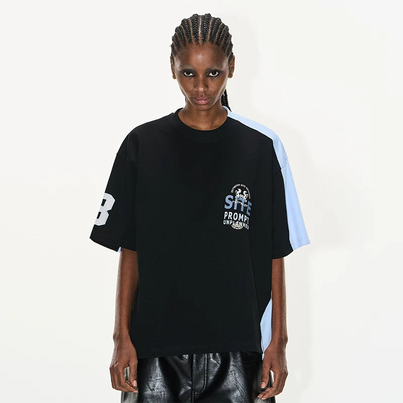 BLINDNOPLAN Rough Contrast Splicing Sports Tee