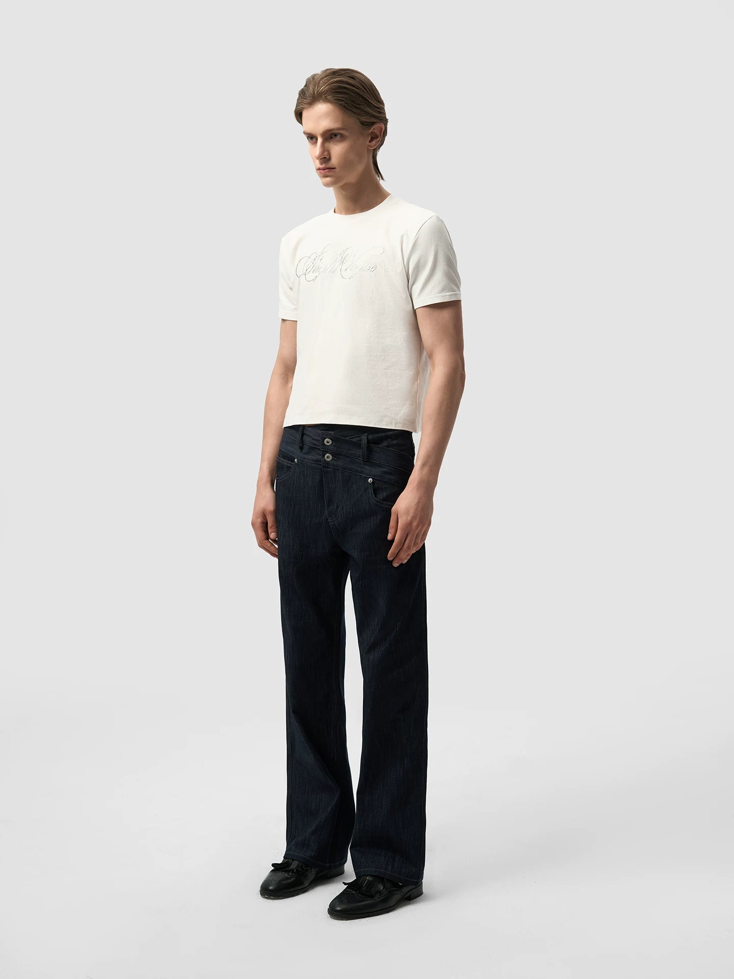 Slight Vogue Straight Double Waist Jeans