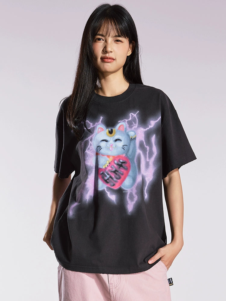 Remedy Thunderbolt Lucky Cat Loose Tee
