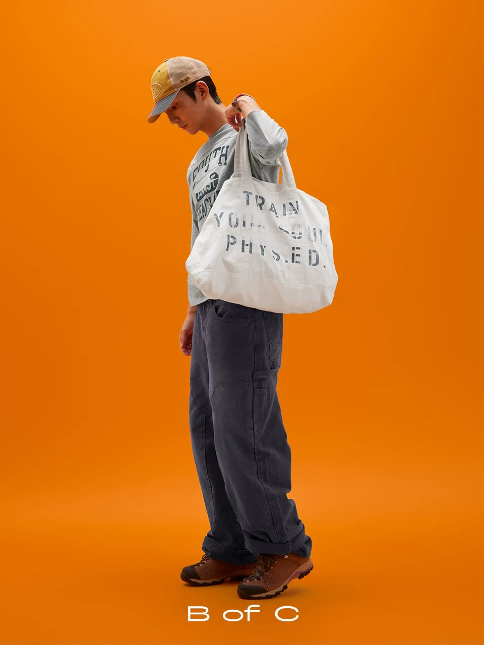 CryingCenter Vintage Alphabet Old Large Capacity Canvas Bag