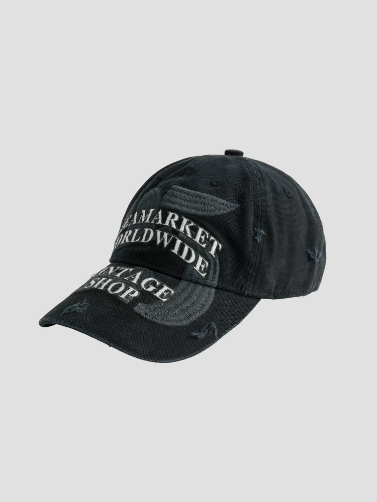 Fleamarket Cotton Embroidered Curved Brim Worldwide Vintage Shop Baseball Cap