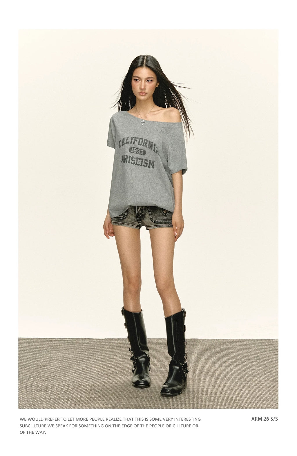 Ariseism Casual Sloping Shoulder Versatile Tee
