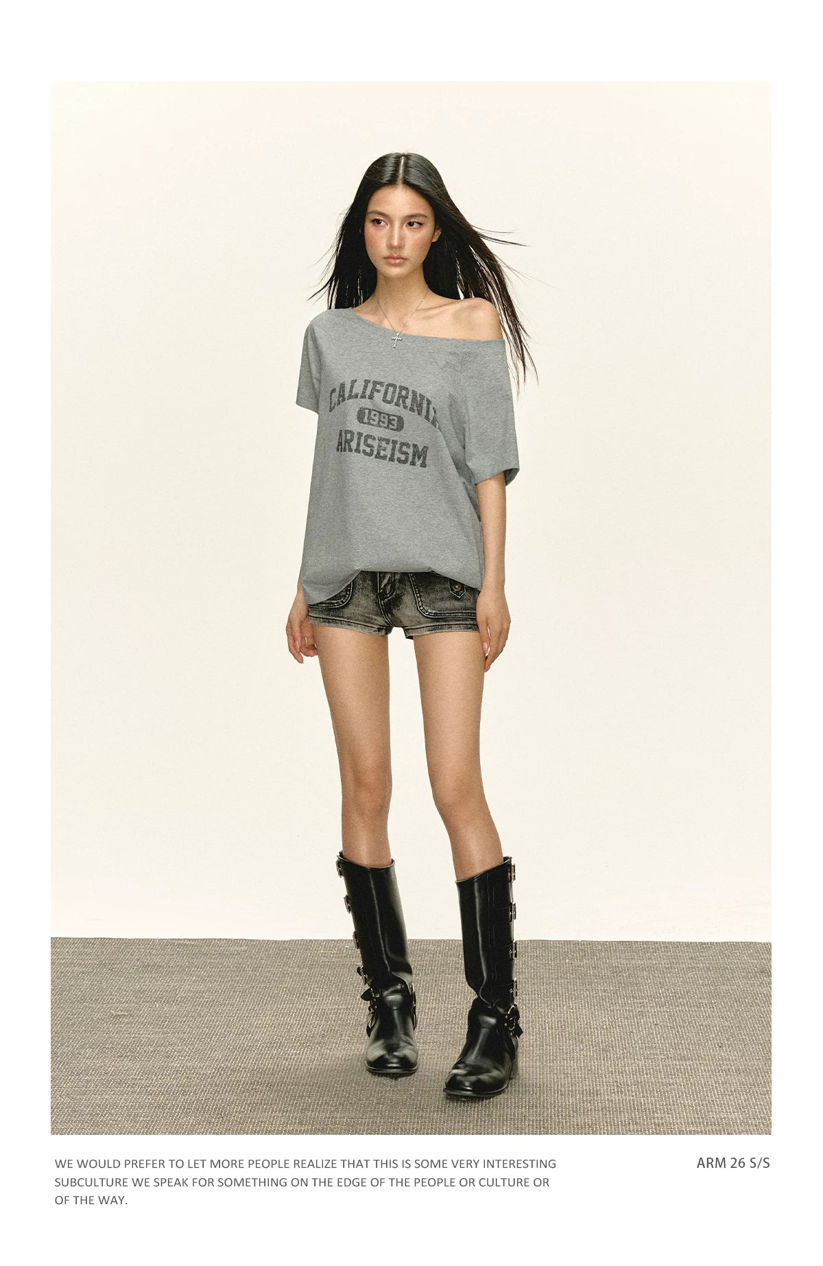 Ariseism Casual Sloping Shoulder Versatile Tee