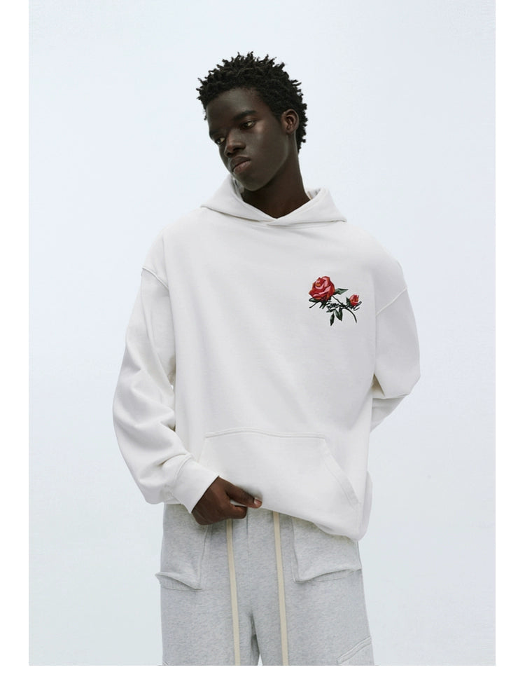 ATRY Vintage Rose Floral Embroidered Hooded Sweater