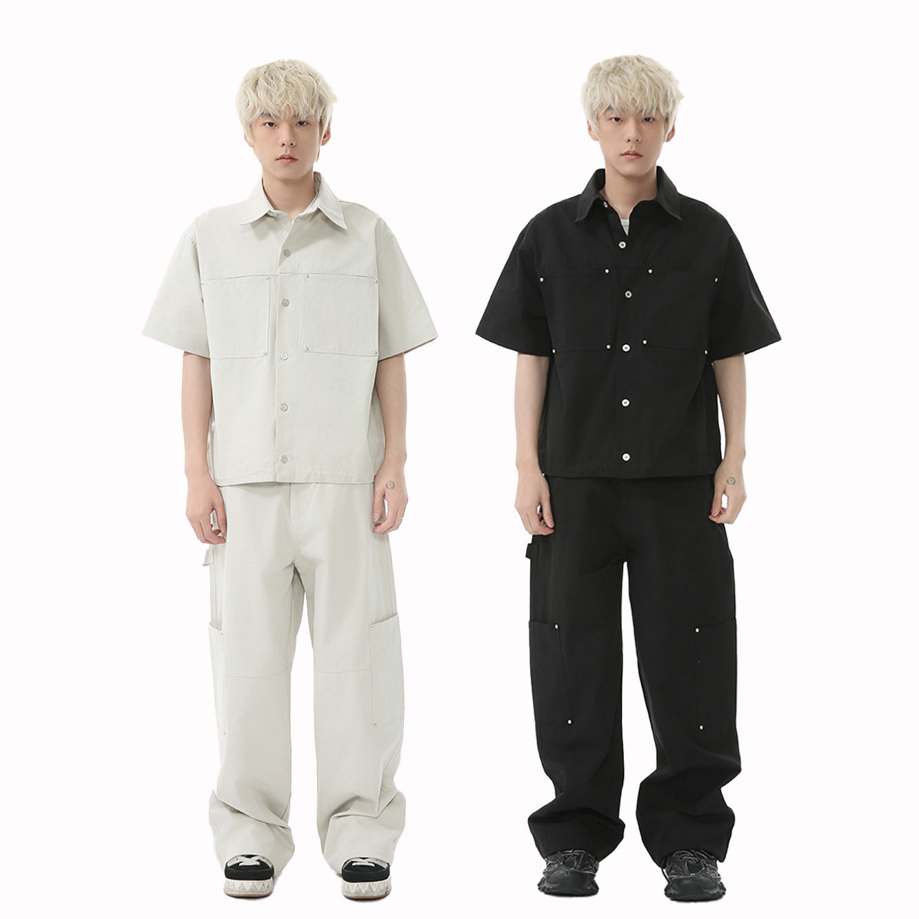 MTLCLOTHES Lapel Shirt Solid Color Tooling Casual Versatile Suit