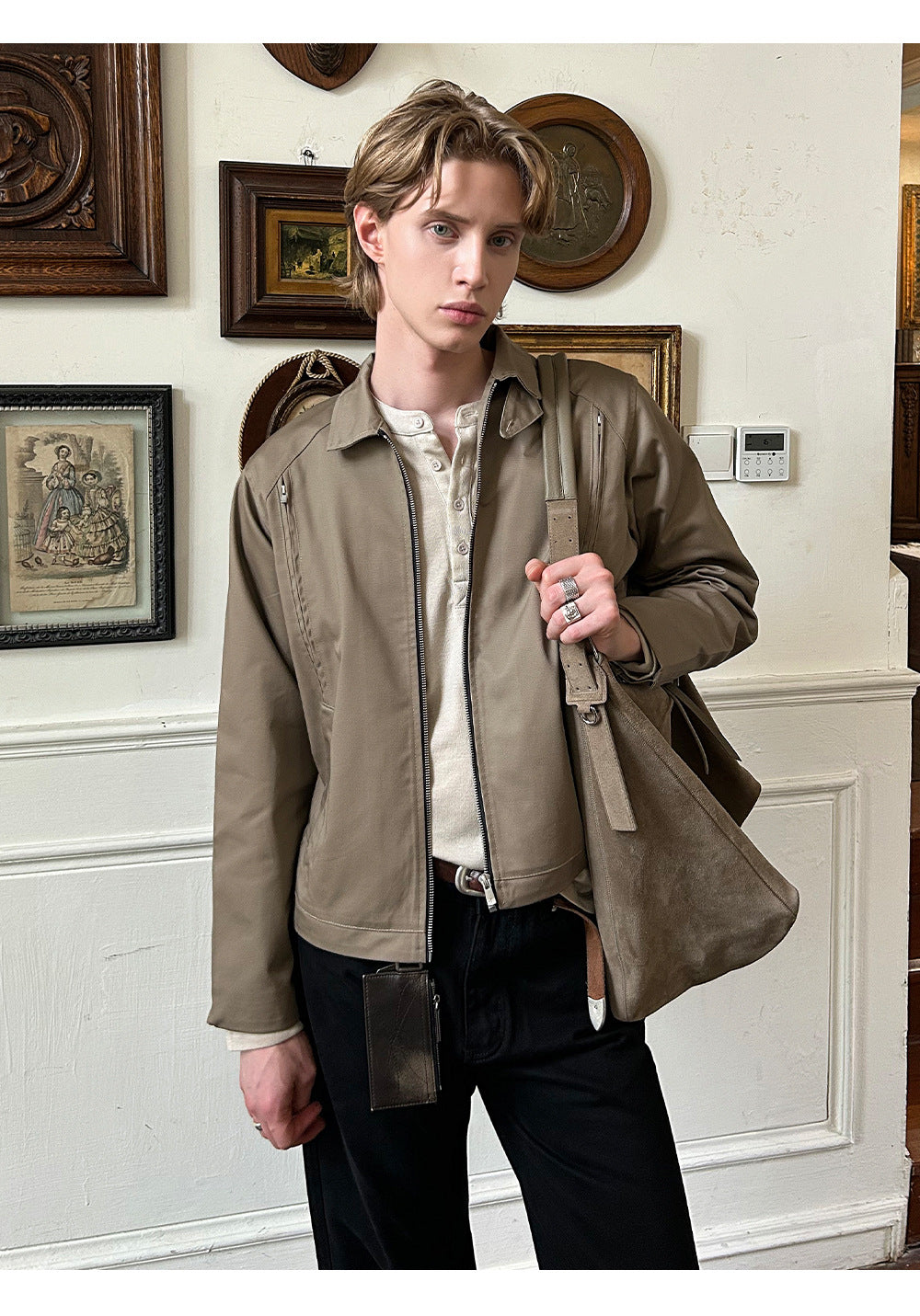 EME Zip Lapel Casual Short Wide Jacket