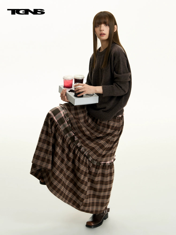 TGNS Retro Polished Plaid Skirt