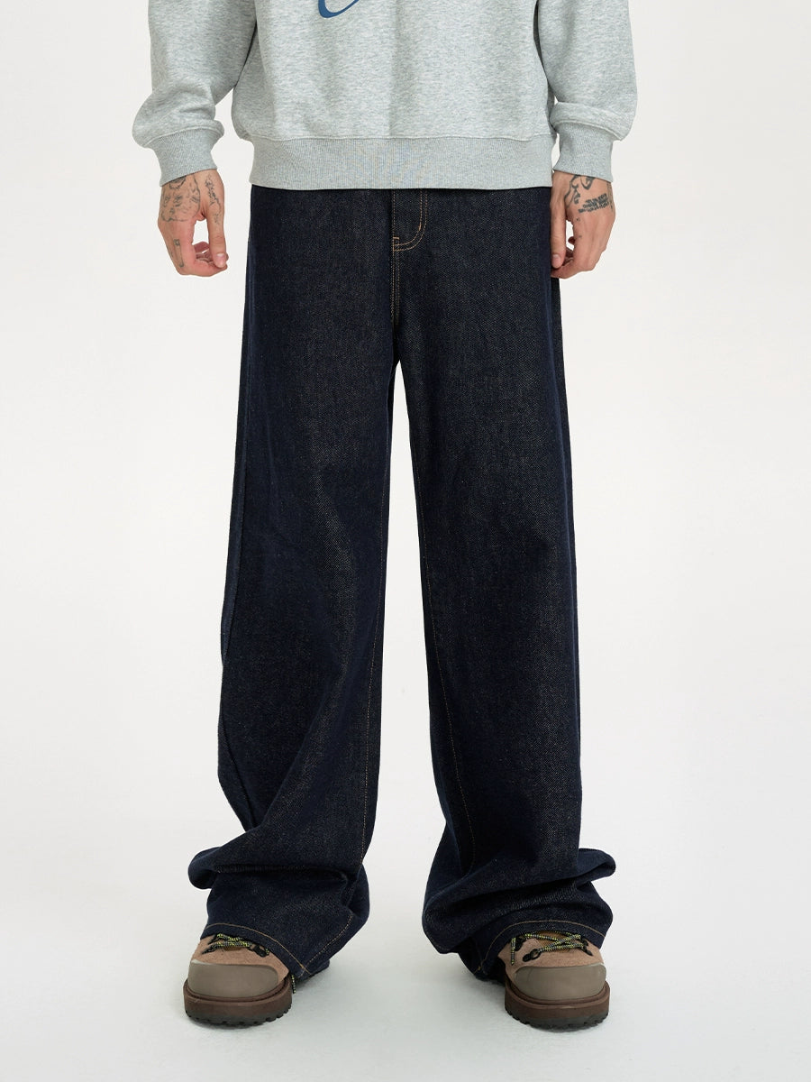 NICEBAD Washed Embroidered Straight Jeans