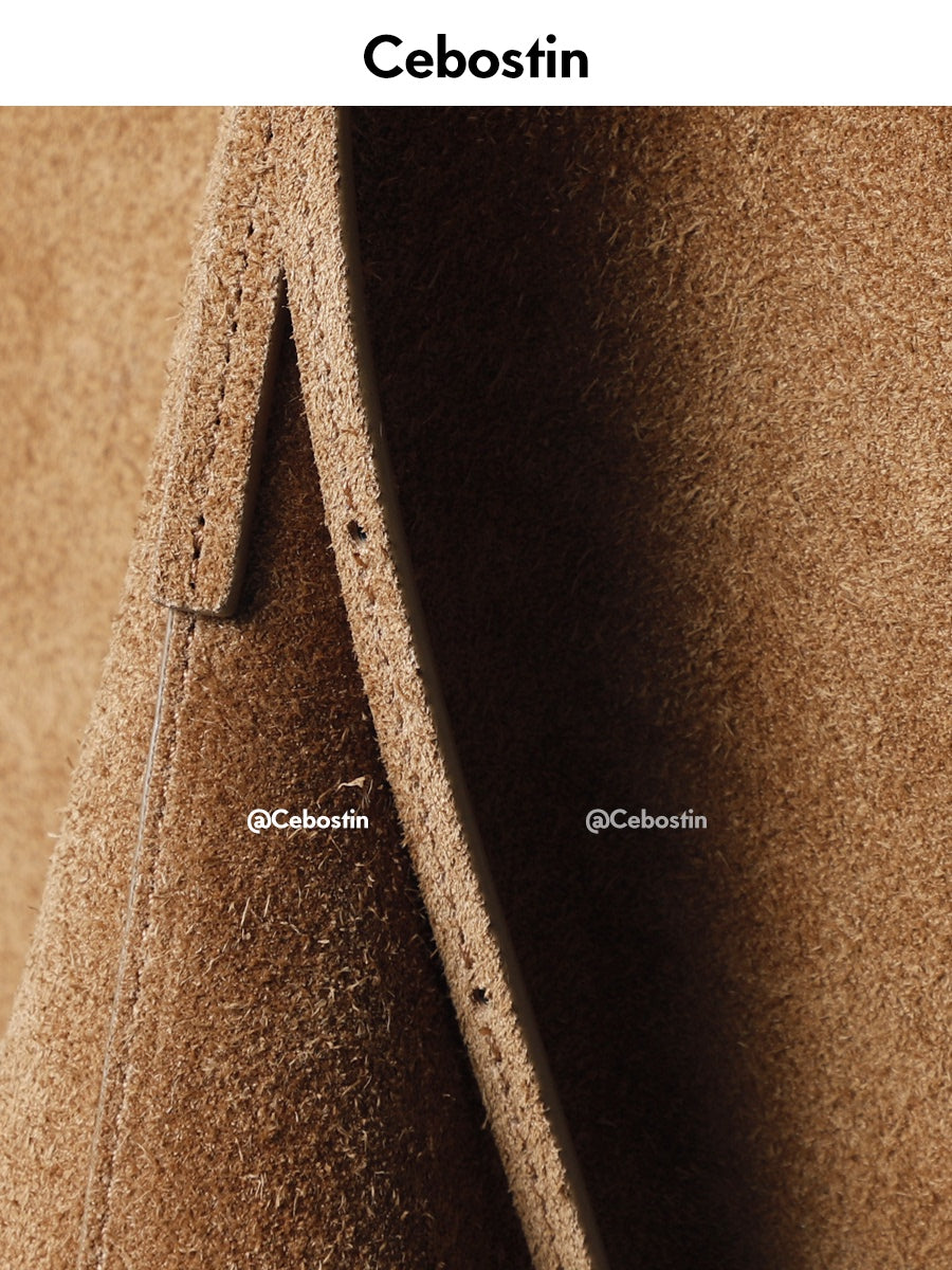 Cebostin First Layer Matte Cowhide Large Capacity Bucket Bag