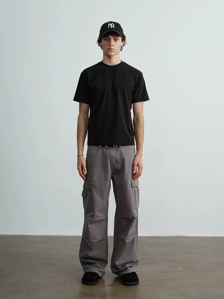 VLABMADE Embroidery Front Shoulder Elastic Tee