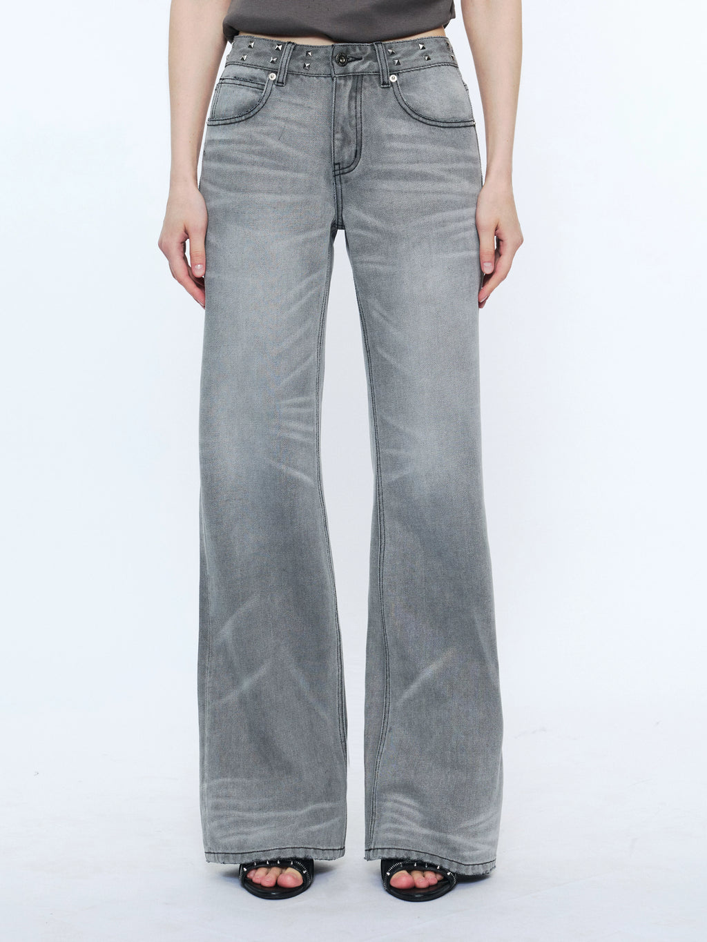 2th Desire Rivet Waist Straight Low Waist Jeans