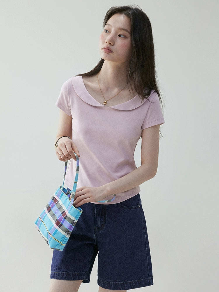 VOOE Peter Pan Collar Curved Hem Tee