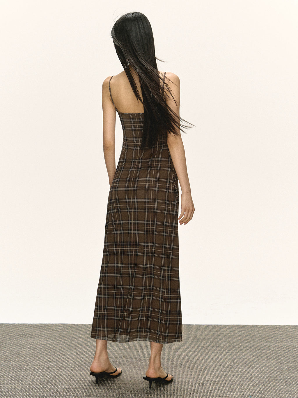 Ariseism Slim Fit Suspender Plaid Skirt