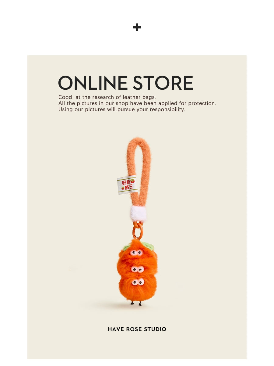 HAVEROSE Rex Rabbit Hair Persimmon Pendant