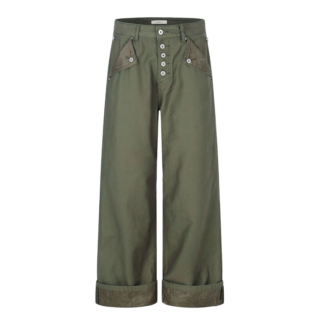 11KN Retro Five-button Straight Denim Overalls