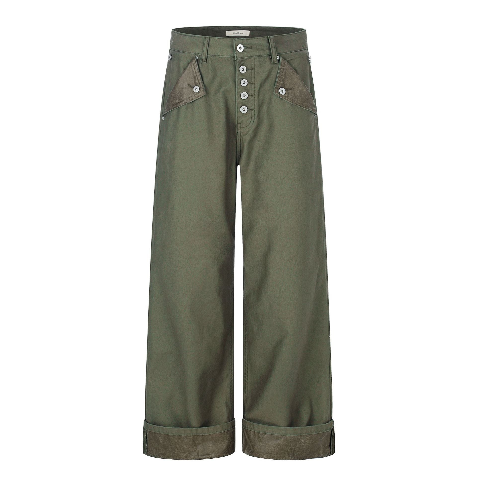 11KN Retro Five-button Straight Denim Overalls