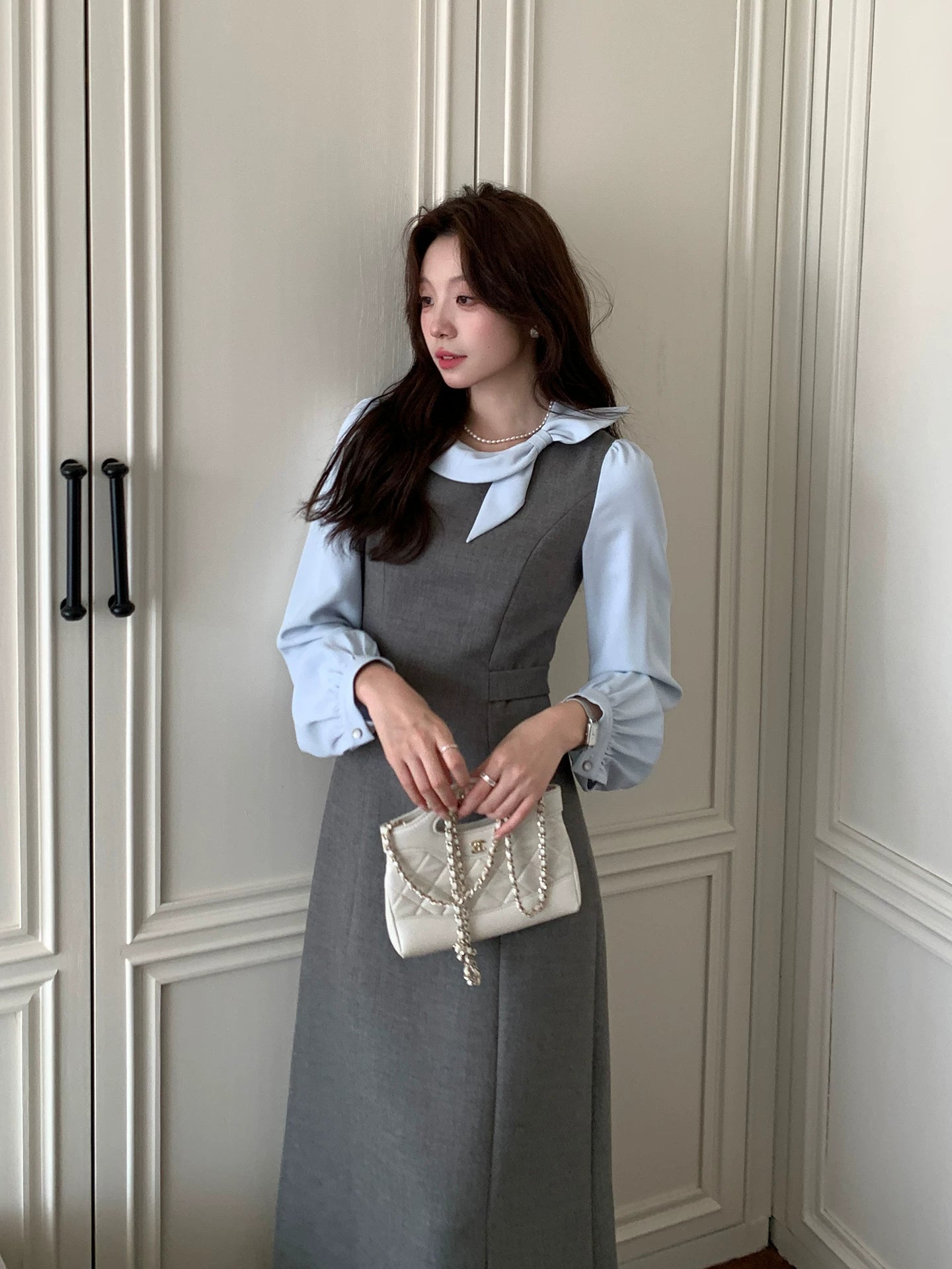 Even Korean Fake Two Waist Dress