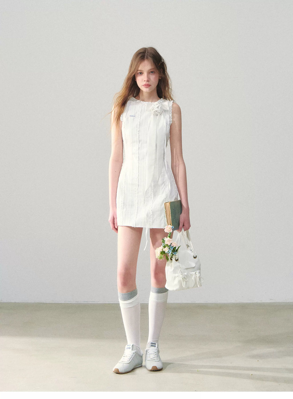 SunsetPark Vertical Striped Lace Stitching Sleeveless Dress