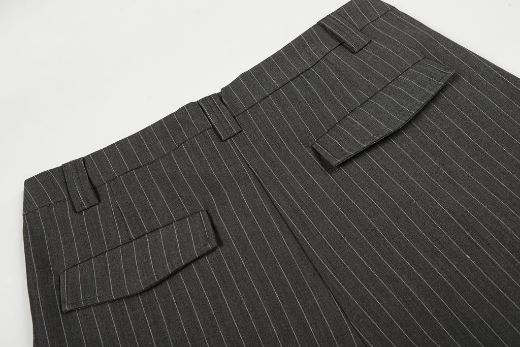11KN Vertical Striped Thin Pleated Casual Pants