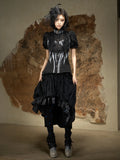 ARIADNAw Retro Bubble Sleeve Waist and Thin Shirt