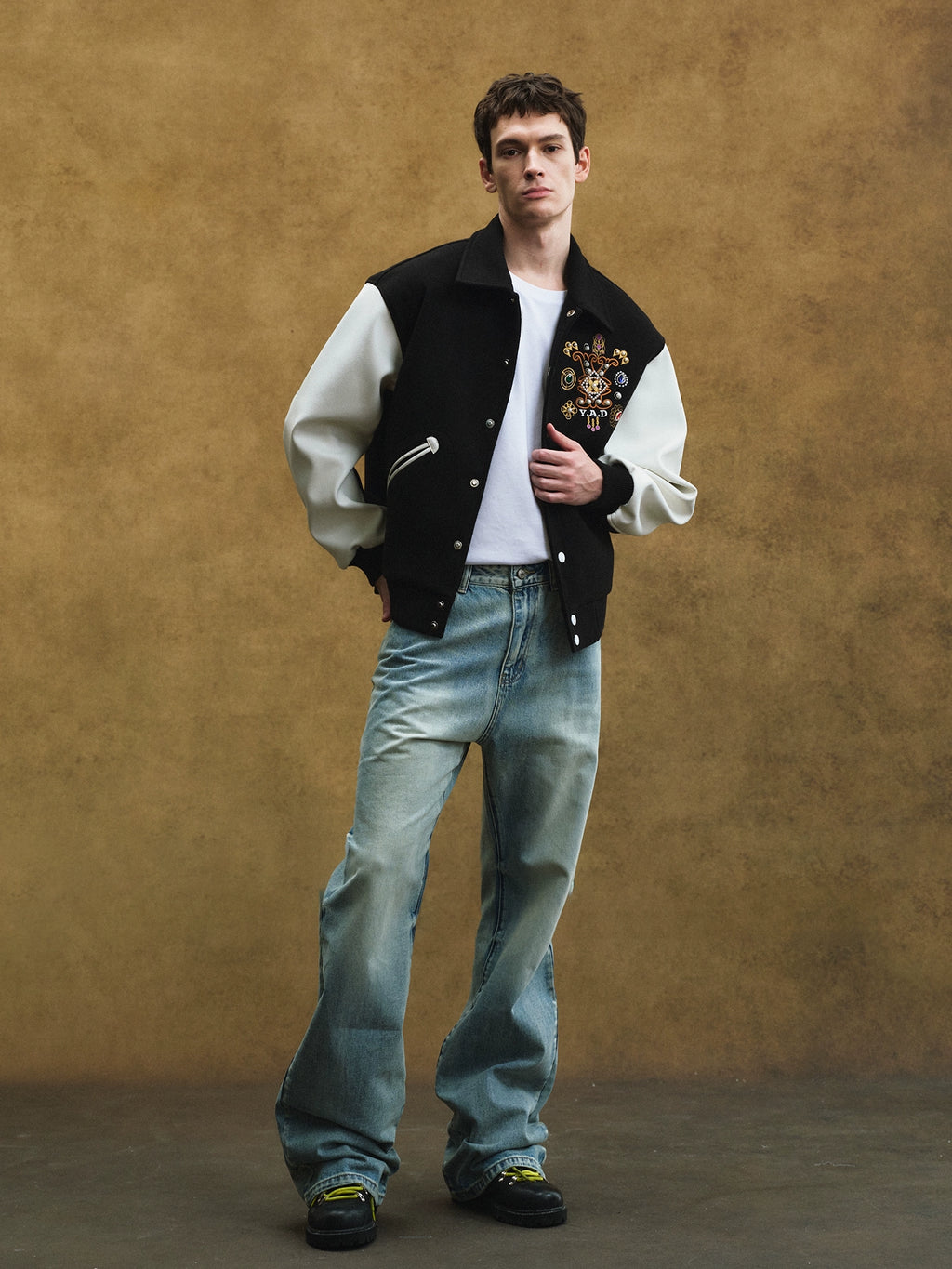 YADcrew Retro Cat Beard Loose Casual Jeans