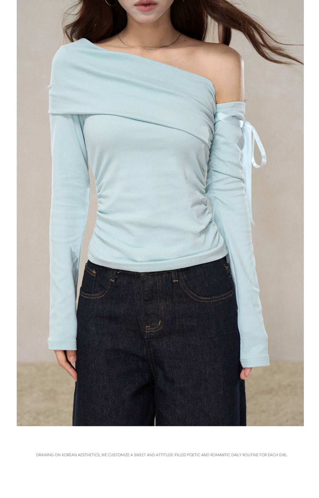 Wildberry Slanted Shoulder Knitted Slim Long Sleeves