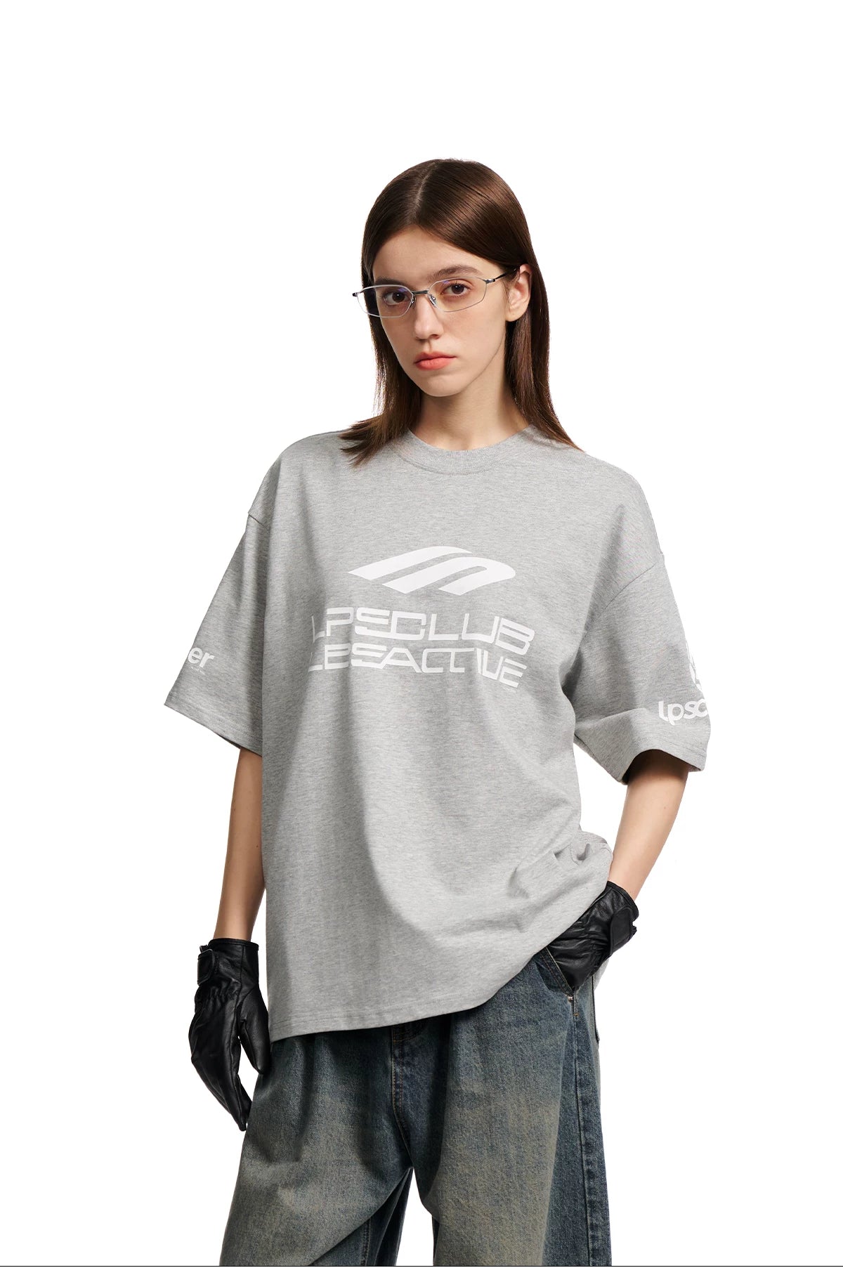 Loopsoon Racing Elements Letter Print Loose Crew Neck Tee