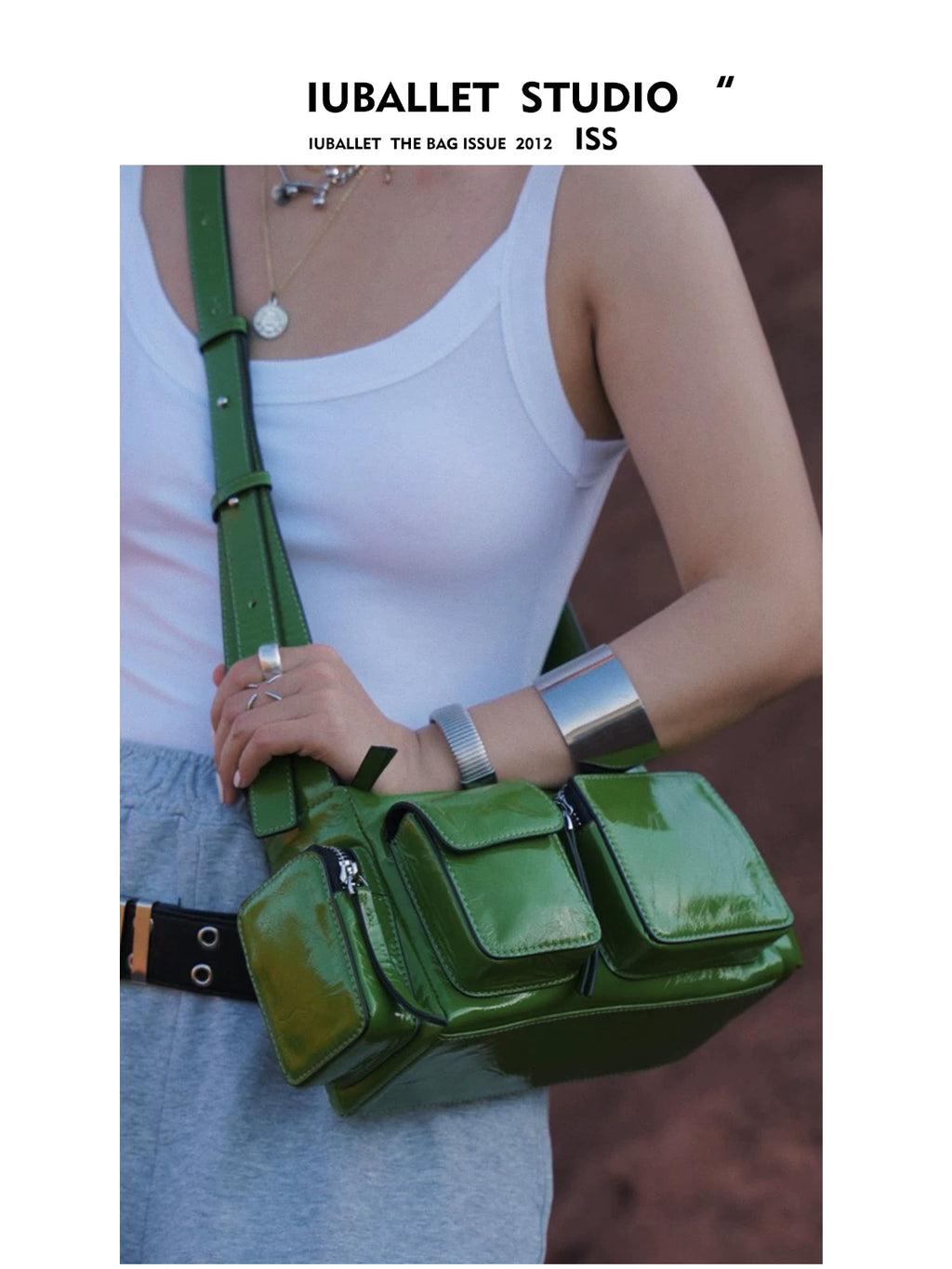 Iuballet Retro First Layer Cowhide Shoulder Armpit Bag
