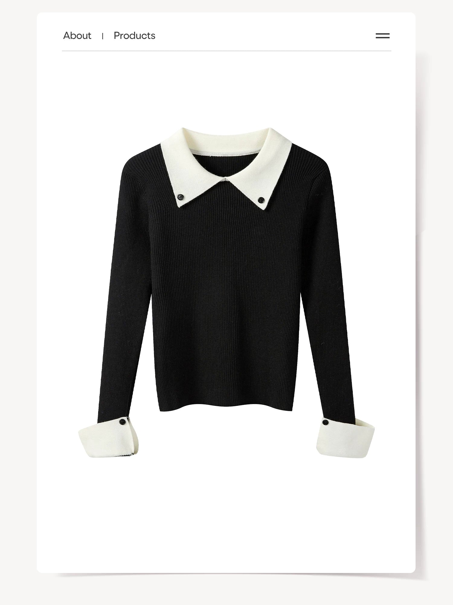 Cantonstory College Lapel Slim-fit Wool Knitted Sweater
