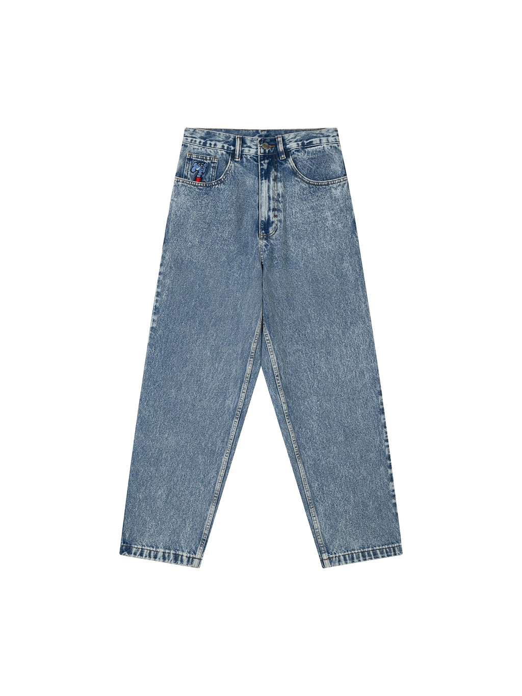 MindError Vintage Baby Elephant Embroidered Loose Straight Jeans