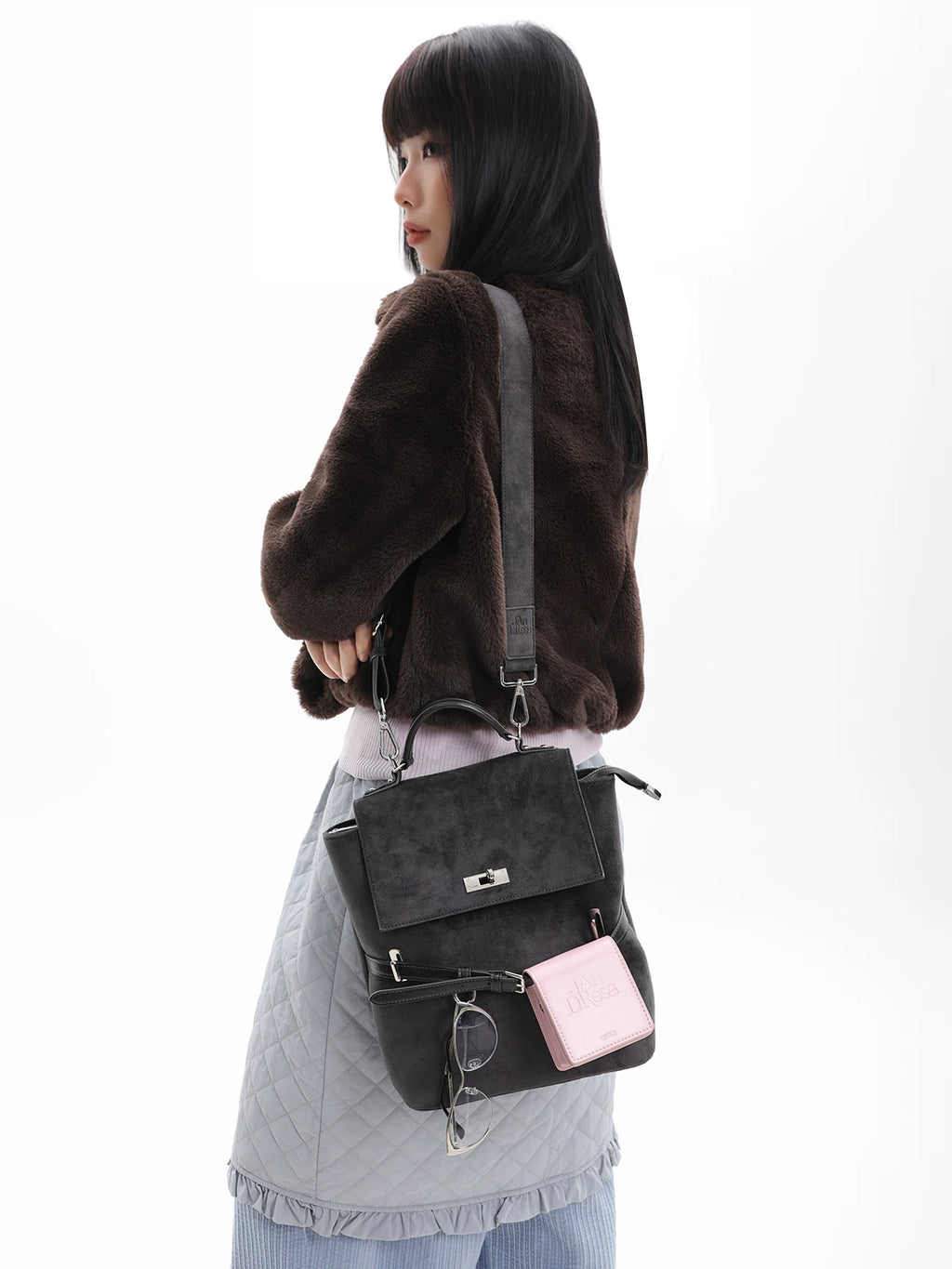 JANDRESS Suede Contrasting Backpack