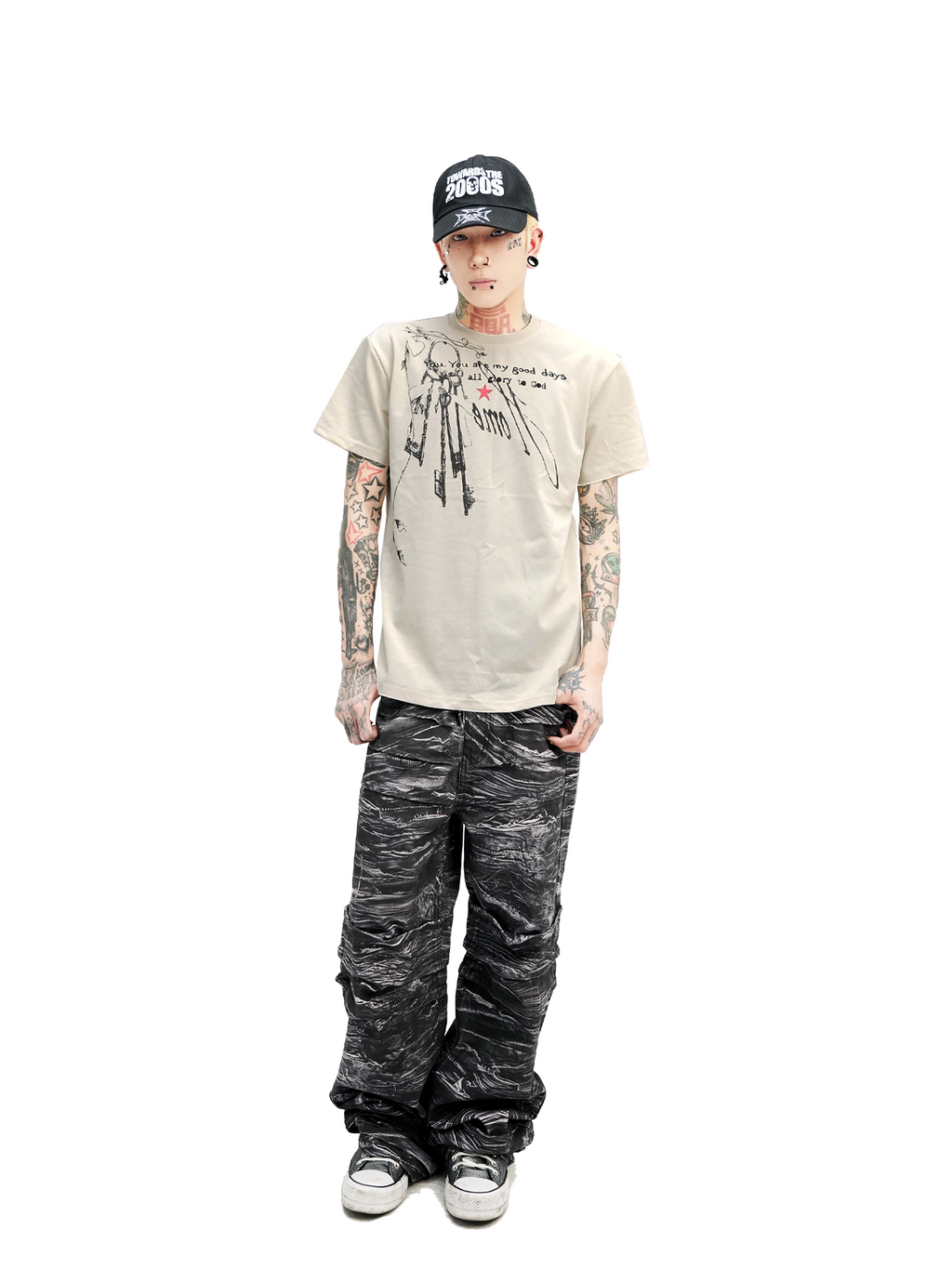 DETW Light Asian Punk Print Slogan Tee
