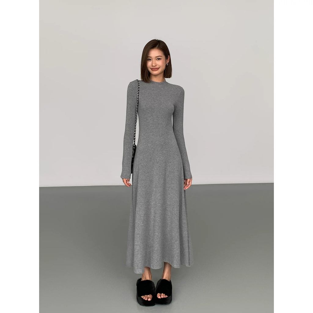 OUSPH Slim-fit Temperament Long-sleeved Knitted Dress