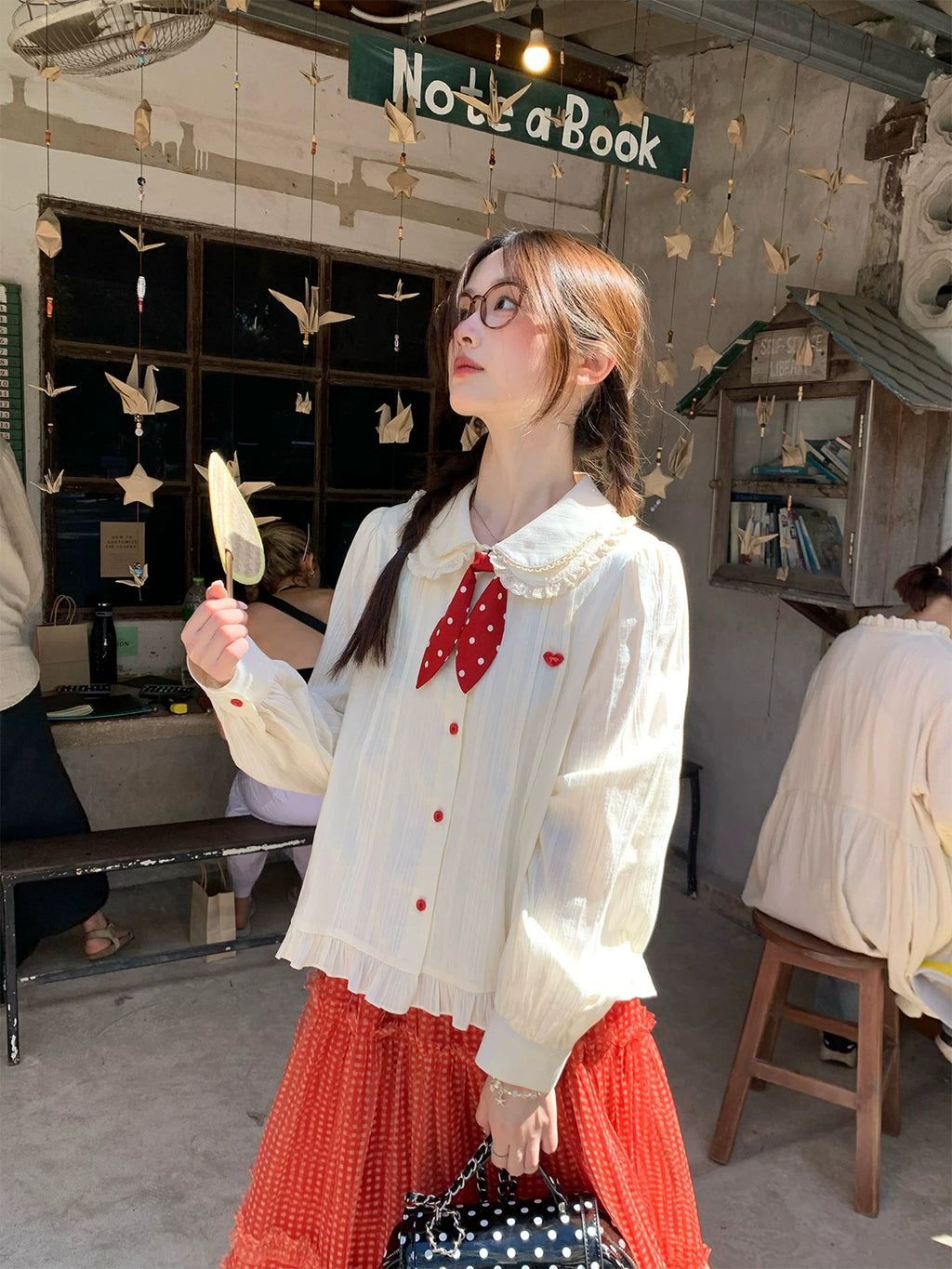 MUCHA Bow Jacquard Long-sleeved Shirt