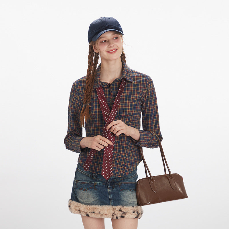Nariele Plaid Slim Skinny Long Sleeve Shirt