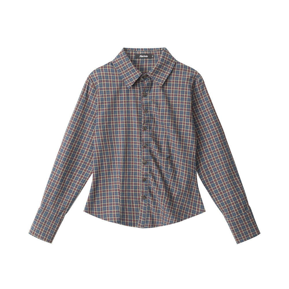 Nariele Plaid Slim Skinny Long Sleeve Shirt