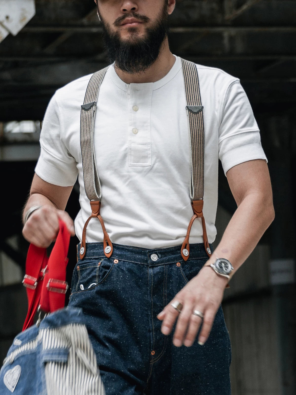 BRONSON Vintage Henry Collar Bottom Casual Tee